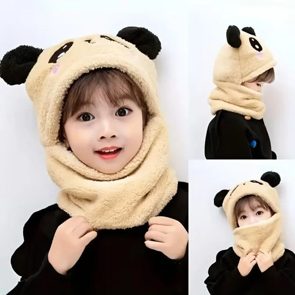 Soft & Stretchy Cozy Cartoon Animal Ear Beanie Winter Hat w Neck Warmer 3-12yr